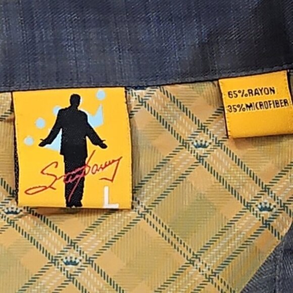 Steve Harvey Shirt Men's Large Gray Button Up Rayon Flip Cuff 2 Pockets EUC - Picture 6 of 15